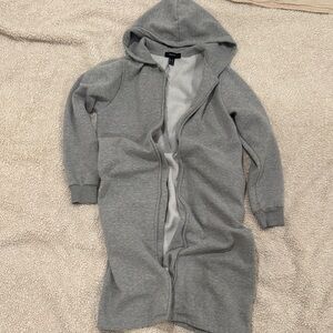 Forever 21 Gray Hooded Longline Sweatshirt